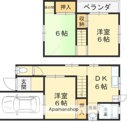 南本町9丁目戸建(3K/2階)の間取り写真