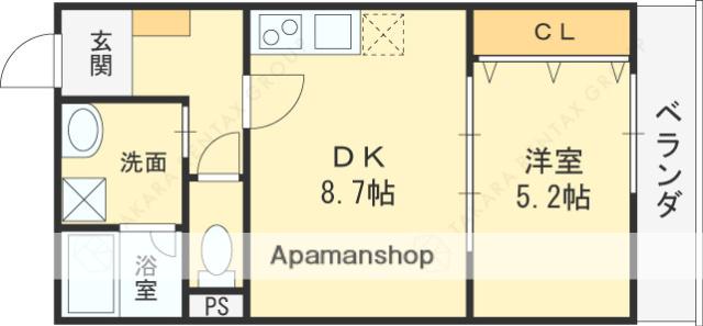 EIJU八尾本町(1LDK/3階)の間取り写真