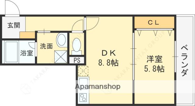 EIJU八尾本町(1LDK/2階)の間取り写真