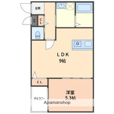 クレスト高安町南(1LDK/1階)の間取り写真