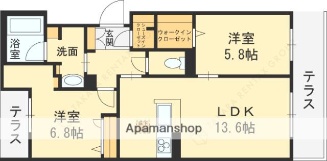 シャーメゾン大晶(2LDK/1階)の間取り写真