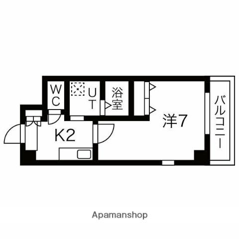 ルミエール平野(1K/6階)の間取り写真