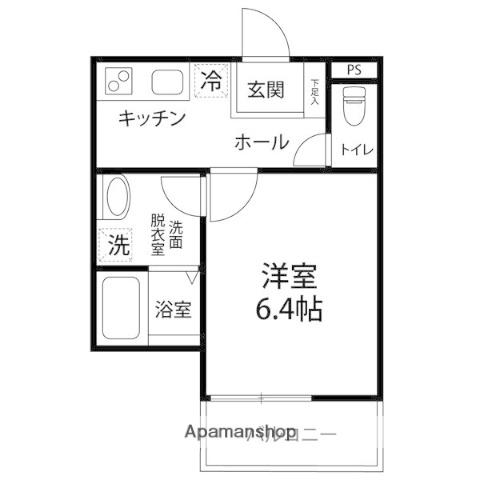 ソレイユ2(1K/2階)の間取り写真