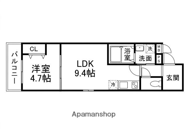 フジパレス喜連西ノース(1LDK/1階)の間取り写真