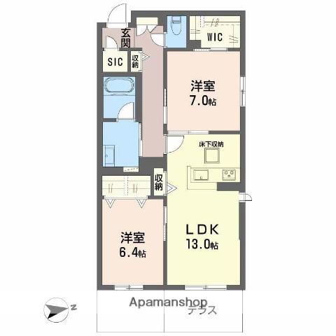 シャーメゾン渋川Ⅲ(2LDK/1階)の間取り写真