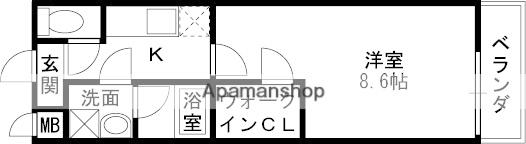 レフア弓削(1K/1階)の間取り写真