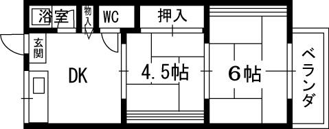 コーポ藤(2DK/1階)の間取り写真