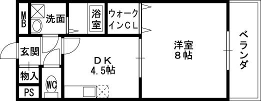 アンプルールフェールREALIFE(1DK/1階)の間取り写真