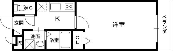 アンプルールクラージュCURE(1K/2階)の間取り写真