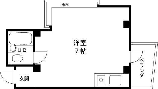 シャトー甲陽(ワンルーム/3階)の間取り写真
