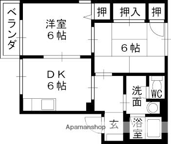 マニャーナ夙川(2DK/1階)の間取り写真
