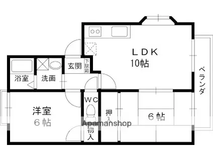 アヴィタンテ加納(2LDK/1階)の間取り写真