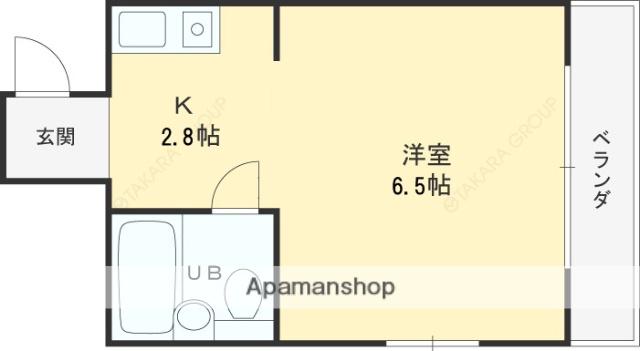 ユニライフコトブキ(ワンルーム/1階)の間取り写真