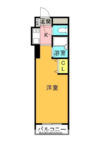 ロックブリッジハイツ(1K/3階)の間取り写真