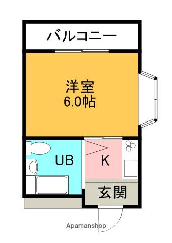 ビッグバーンズマンション桜園(ワンルーム/2階)の間取り写真