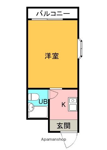ビッグバーンズマンション桜園(ワンルーム/3階)の間取り写真