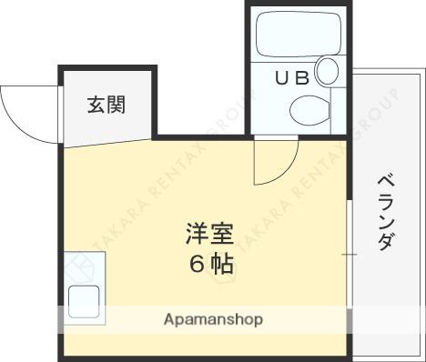 寝屋川コスモシティ(ワンルーム/1階)の間取り写真