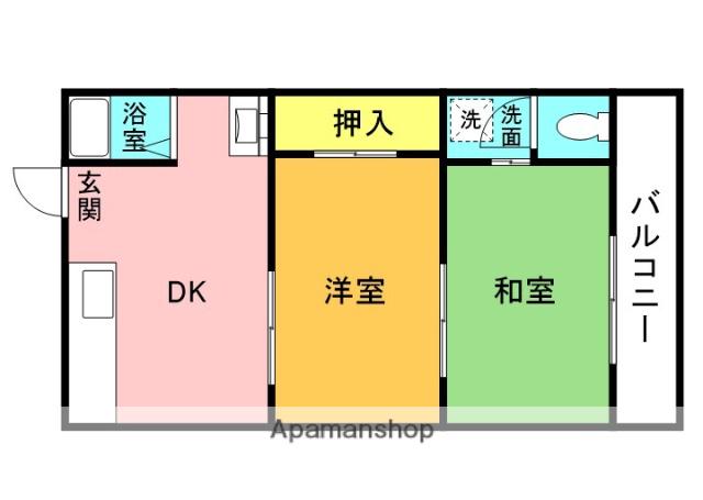 秦ハイツ(2DK/2階)の間取り写真