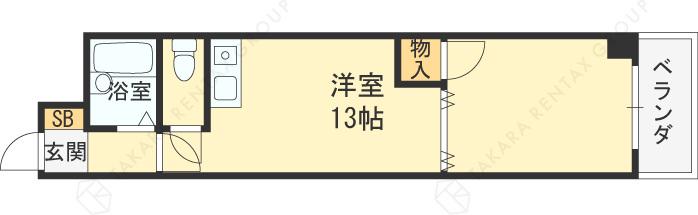 ホーユウパレス寝屋川(ワンルーム/2階)の間取り写真