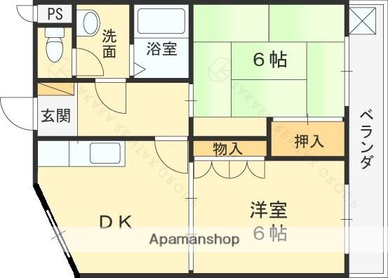 トーホクハイツ(2DK/2階)の間取り写真