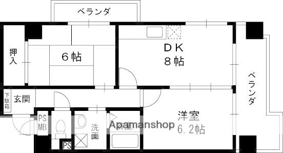 シャトーハイネ(2DK/4階)の間取り写真