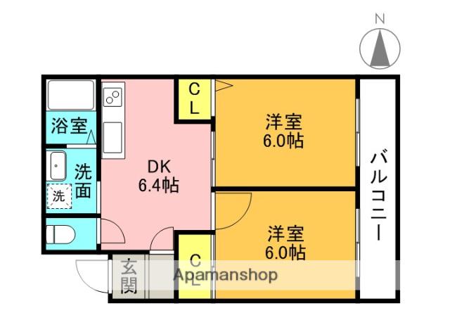 シティライフ保川(2DK/3階)の間取り写真