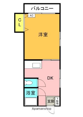 大和田ハイツ(1DK/3階)の間取り写真