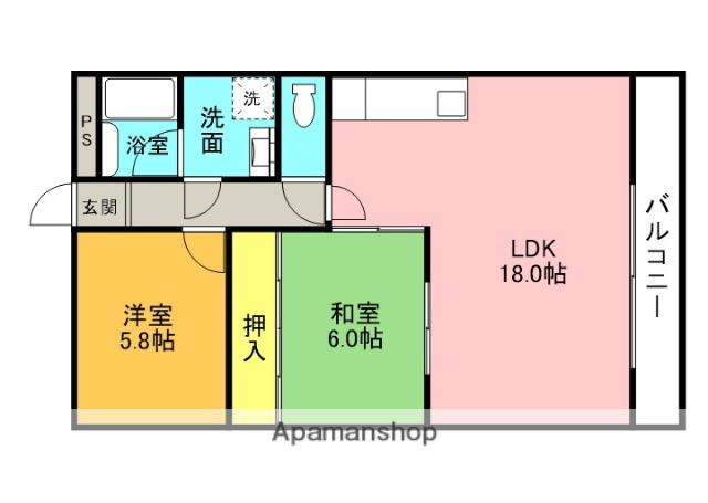 バーンフリート寝屋川(2LDK/5階)の間取り写真