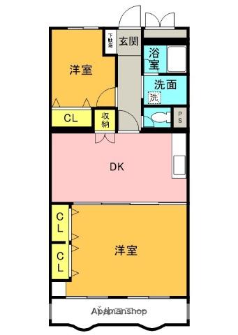 ルミエール(2DK/3階)の間取り写真