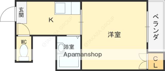 ラ ルミエール(1K/4階)の間取り写真