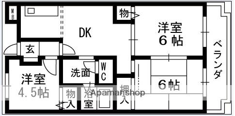 リバーサイドマンション川勝(3DK/4階)の間取り写真