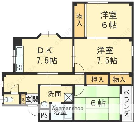 ハイツ北口(3DK/3階)の間取り写真