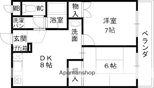 フェリシティーキア(2DK/3階)の間取り写真