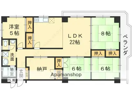 御殿山パレス(4LDK/2階)の間取り写真