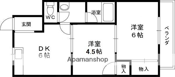 サンハイム(2DK/2階)の間取り写真