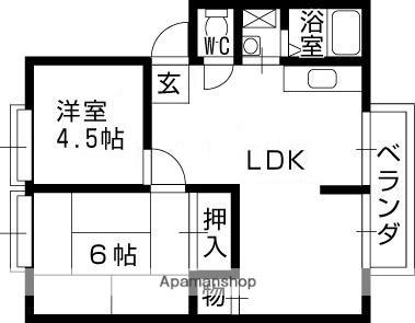 エスポワール東谷(2LDK/2階)の間取り写真
