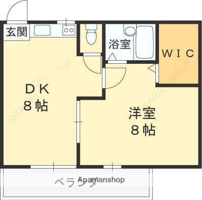 シャンテー招提(1LDK/5階)の間取り写真