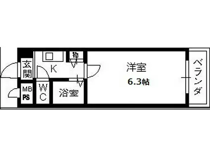 エスティライフ梅田新道(1K/6階)の間取り写真