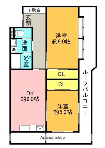 セブンスターマンション(2DK/7階)の間取り写真