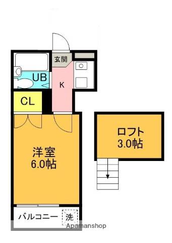 アメニティ寝屋川(1K/2階)の間取り写真