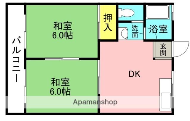 レジデンス西田A棟(2DK/2階)の間取り写真