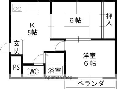ロイヤルハイム日建(2K/1階)の間取り写真