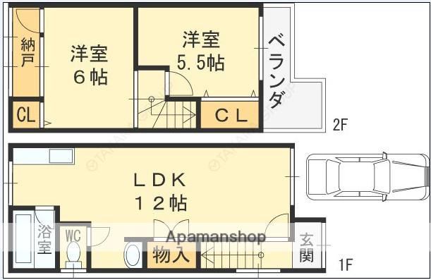 京阪電気鉄道京阪線 寝屋川市駅 徒歩26分 2階建 築54年(2LDK)の間取り写真