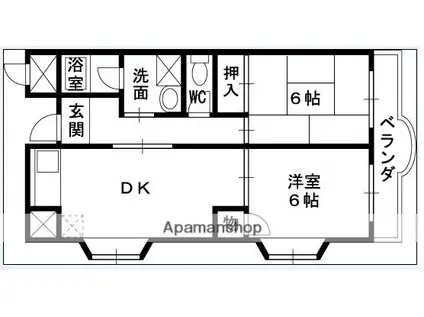 シャトレータカヤ(2DK/3階)の間取り写真