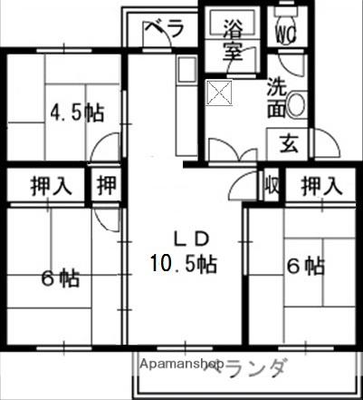 三井団地A-78棟(3LDK/4階)の間取り写真