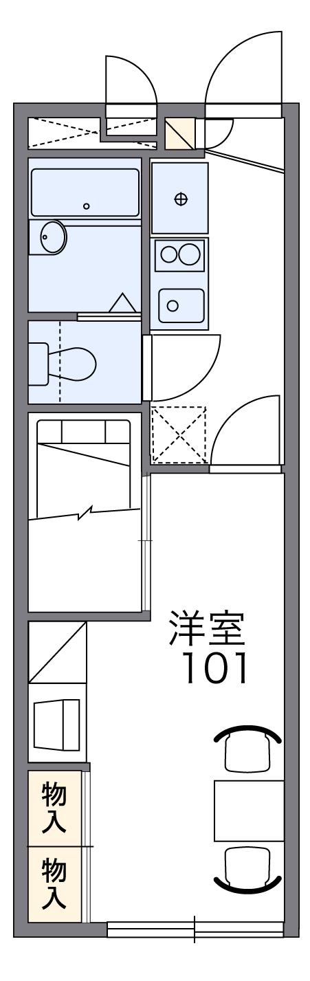 レオパレス境橋(1K/1階)の間取り写真