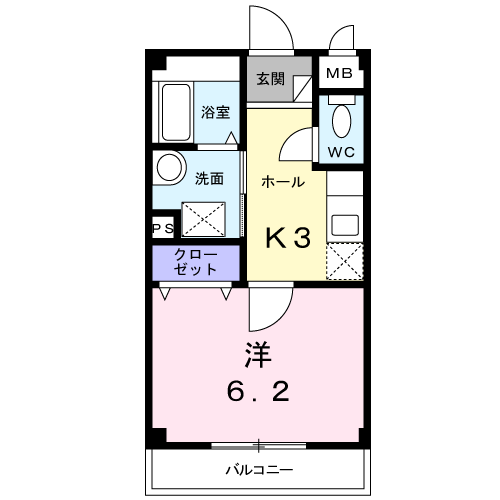 ドゥーアルモニ-(1K/2階)の間取り写真