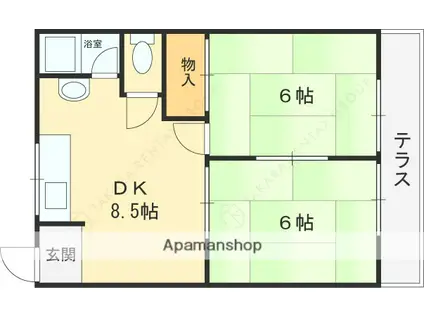 良野マンション(2DK/2階)の間取り写真