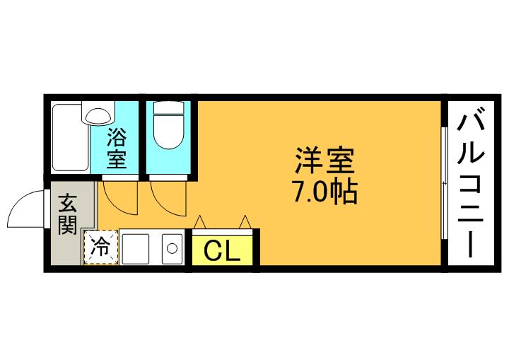 セブンヒルズ(ワンルーム/3階)の間取り写真