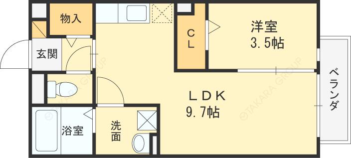 カンフォーラ(1LDK/1階)の間取り写真